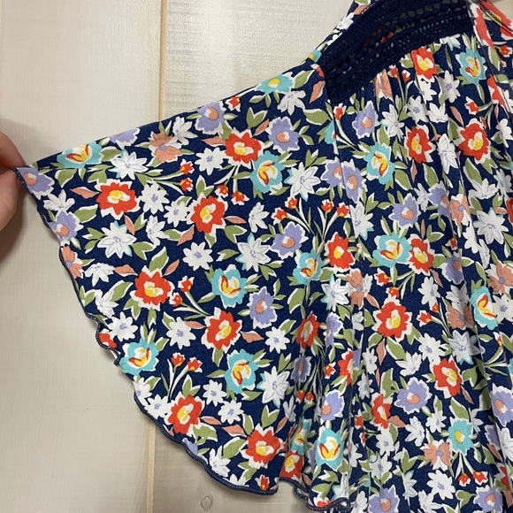 Loveappella Navy Blue Purple White Floral Faux Wrap Elastic Waist Jumpsuit Sz 3X - Picture 6 of 8